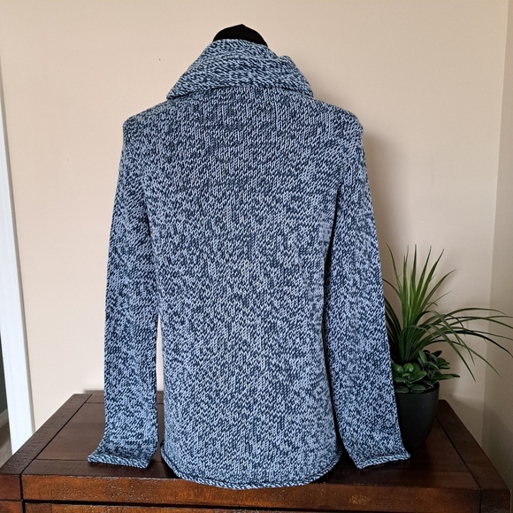 Calvin Klein Jeans Blue Sweater Chunky Knit Size Small Funnel Neck Long Sleeve - Picture 3 of 10